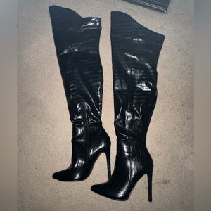 Black thigh high heels